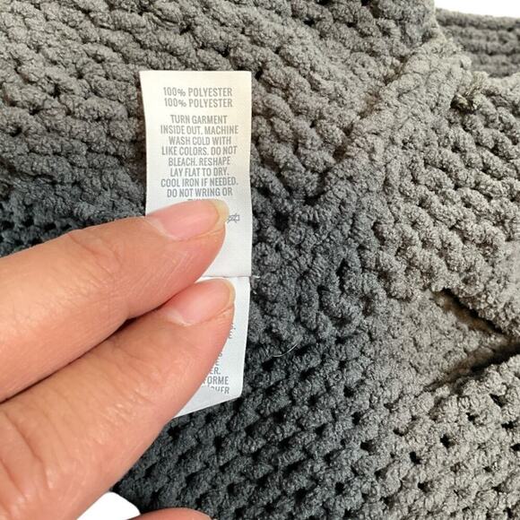 AERIE Sweater SZ Medium Chenille Oversized Chunky Turtleneck Soft Pullover Gray - Picture 12 of 12